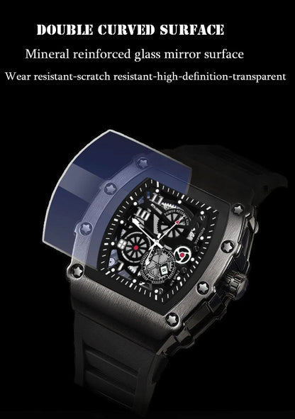 Men's Watch Sports Brand Fashion Trend Fully Automatic Quartz Wristwatch Hollow Waterproof Black Warrior Male Clock Watches