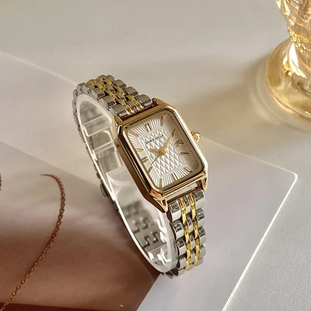 Women Watches Business Ladies Quartz Watch Simple Scale Square Stainless Steel Band Folding Clock Wristwatches Reloj Mujer