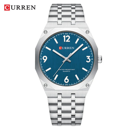2026 Male Fashion Men Quartz Watch Stainless Steel Band Luminous Business Casual Wristwatch Octagonal Bezel Mineral Glass Dial