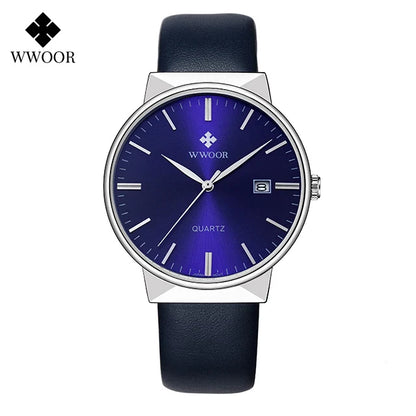 2022 Fashion Wwoor Top Brand Men Simple Slim Watches Luxury Gold Steel Mesh Ultra Thin Waterproof Date Wrist Watch Golden Clock