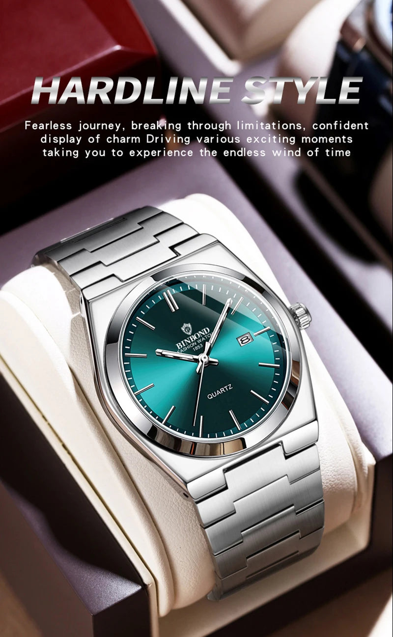 watches for man Light Luxury Brand Stainless Steel Double Calendar Waterproof Male Business Leisure Fashion Quartz Clock Watch