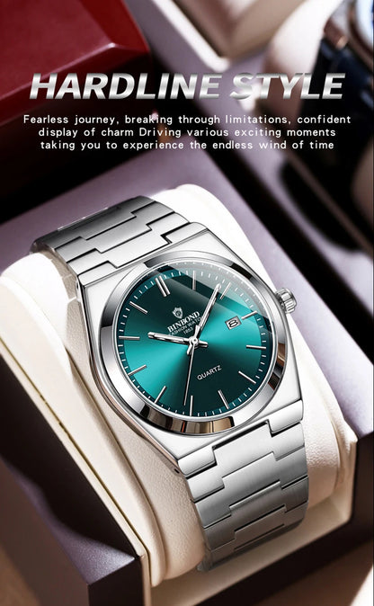 watches for man Light Luxury Brand Stainless Steel Double Calendar Waterproof Male Business Leisure Fashion Quartz Clock Watch