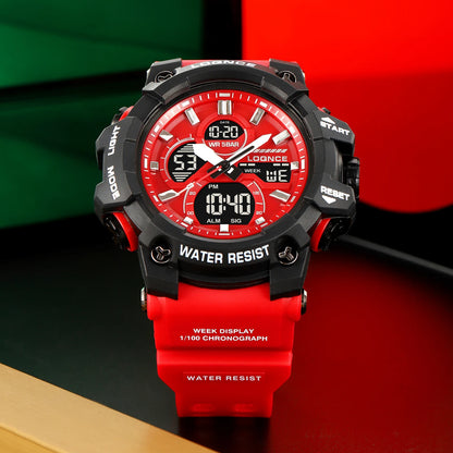 Fashion LOQNCE 98007 Men's Watch 5ATM Waterproof Watches for Men High Quality Dual Movement Multifunctional Electronics Watch