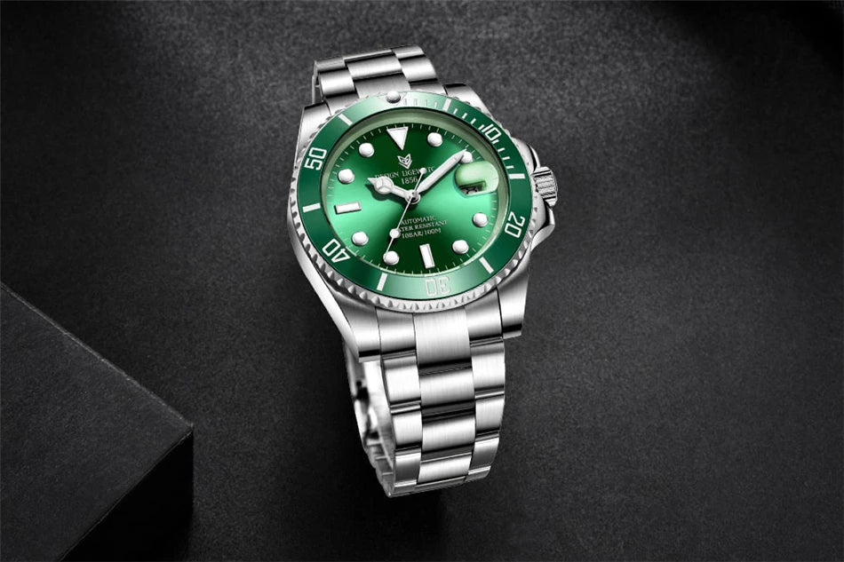 LIGE Top Brand Vintage Mechanical Watches Men Fashion Business Luxury Mens Watch Waterproof Luminous Automatic Wristwatch Reloj