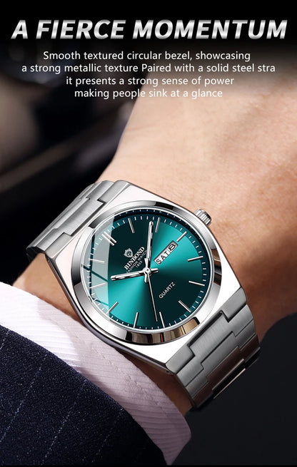 watches for man Light Luxury Brand Stainless Steel Double Calendar Waterproof Male Business Leisure Fashion Quartz Clock Watch