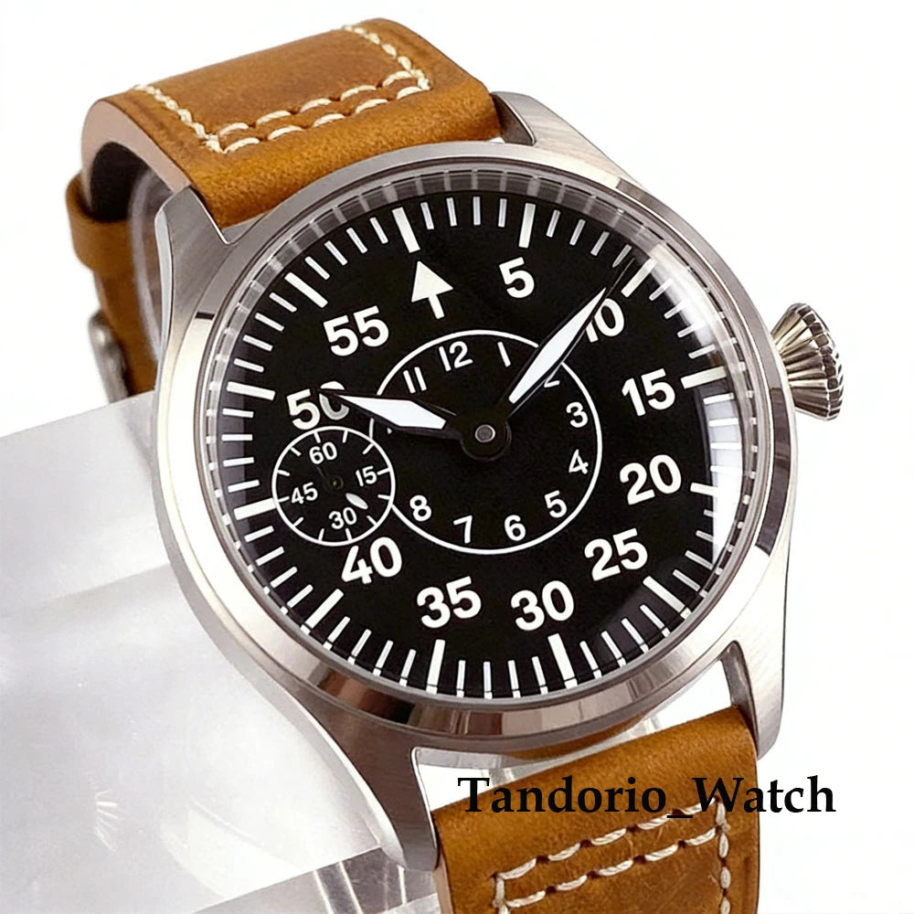 42mm Pilot Watches Retro Hand-wind Mechanical Wristwatch for Men Black Blue Green Luminous Asia 6497 ST3600 Sapphire Crystal