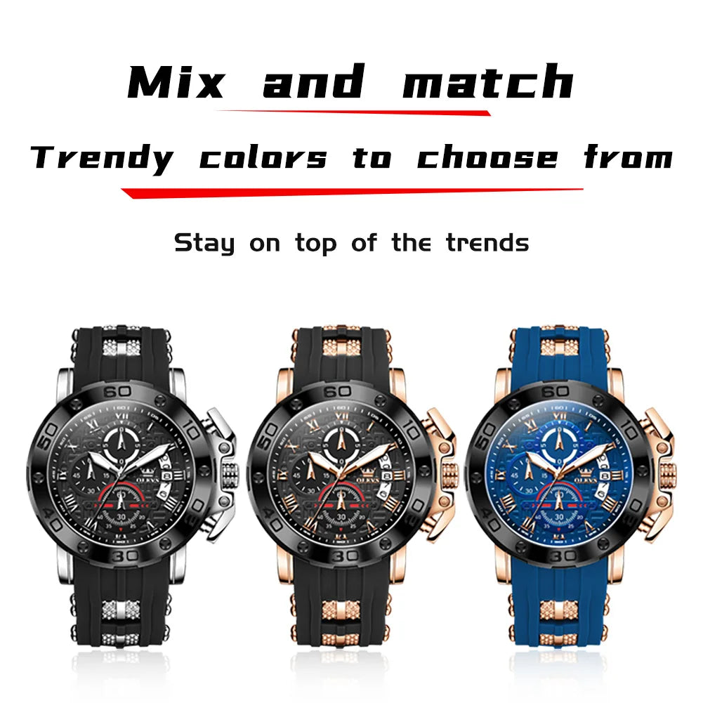 OLEVS Sports Watches For Man Multifunctional Quartz Watch﻿ Waterproof Luminous Date Watches Man Gift Luxury Brand Reloj 9986