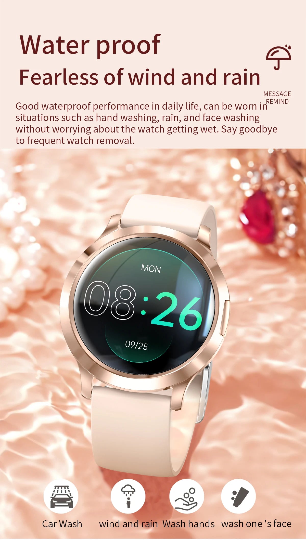 2026New Ladies' Smart Watch AMOLED Display Custom Dial Sport Fitness Health Tracke Waterproof Bracelet Music Digital Clock Women