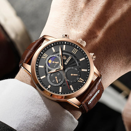 Men's Watches LIGE Top Brand Luxury Men WristWatch For Men Leather Quartz Watch Sports Waterproof Male Clock Relogio Masculino