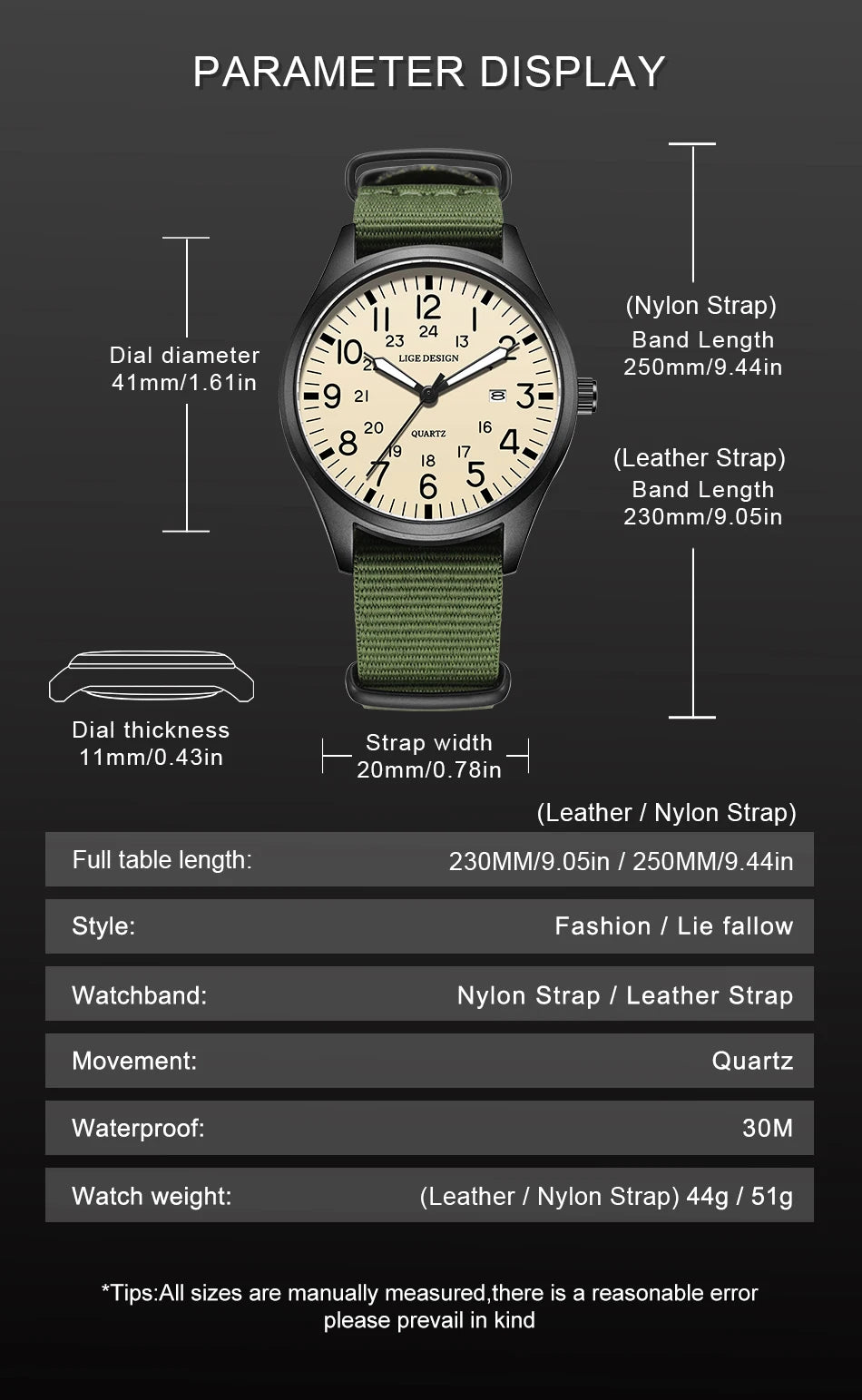 New Fashion LIGE Fashion Man Watch Outdoor Casual Sport Classic Auto Date Waterproof Luminous Quartz Watches Male Wear-resistant