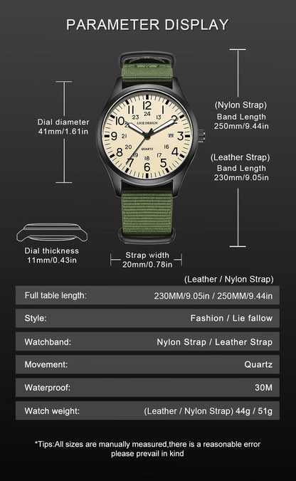New Fashion LIGE Fashion Man Watch Outdoor Casual Sport Classic Auto Date Waterproof Luminous Quartz Watches Male Wear-resistant