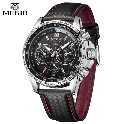 MEGIR Watches Men's Quartz Wrist Watches Top Brand Luxury Male Fashion Casual Luminous Waterproof Clock Leather Watch Hot 1010