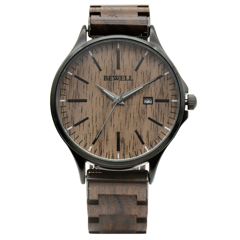 Men's Handmade Wooden Wrist Watch Fashion Minimalist Slim Analog Quartz Watch for Men