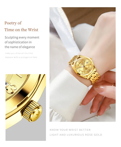 OLEVS 3666 Couple Watch Luxury Original Fashion Brand Waterproof Luminous Quartz Watch Man And Woman Watches Calendar Design