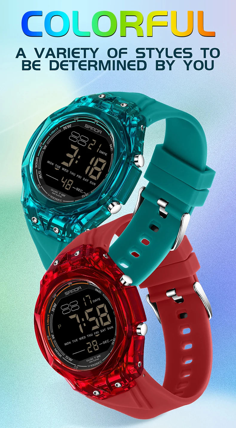 Fashion Women Digital Watches, LED Backlight Design Outdoors Sports Watch Waterproof, Countdown Date Multifunction Wrist watch