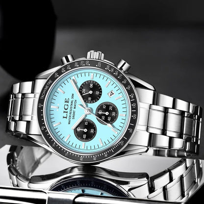 LIGE Top Brand Luxury New Mens Watches Waterproof Luminous Watch for Men Date Chronograph Sport Quartz Man Wristwatches+Box
