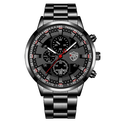 2023 Mens Watches Fashion Luxury Men Black Stainless Steel Quartz Wristwatch Man Business Casual Leather Watch relogio masculino