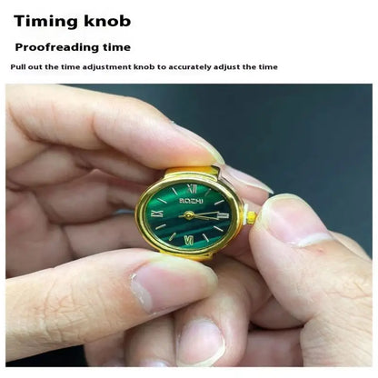 Fashion Forward Finger Watch Ring; Vintage Alloy Shell Design; Quartz Movement; An excellent choice for Men's and Women's Gift