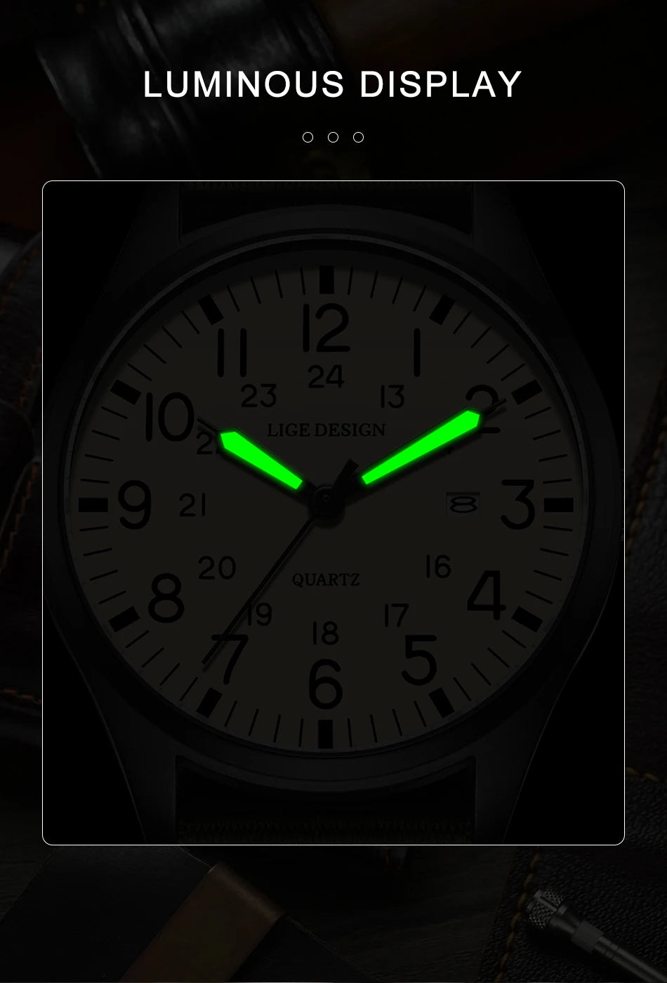 New Fashion LIGE Fashion Man Watch Outdoor Casual Sport Classic Auto Date Waterproof Luminous Quartz Watches Male Wear-resistant