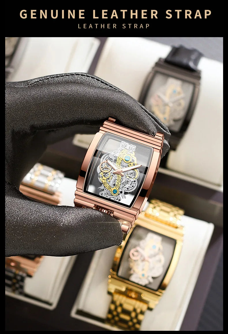 Hot Fashion Men Watch Top Brand Luxury Business Quartz Mens Watches Waterproof Hollow Out Wristwatch Men Gold Relogio Masculino