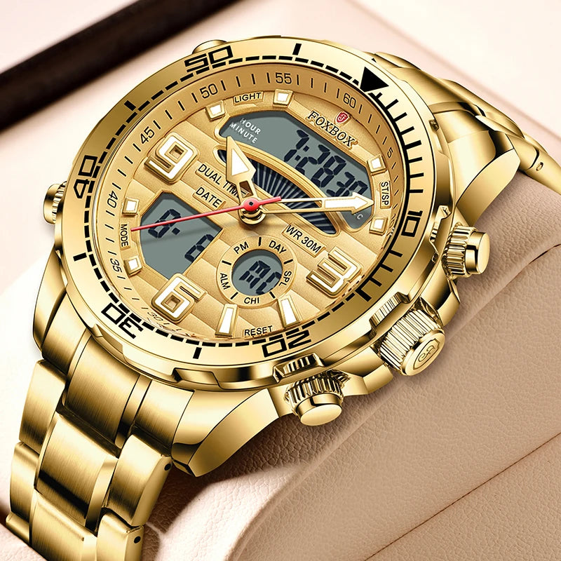 2024 Top Brand Luxury Digital Mens Watches Top Luxury Sport Quartz Wristwatch For Men All Steel Military Waterproof Clock+Box