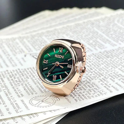 Fashion Forward Finger Watch Ring; Vintage Alloy Shell Design; Quartz Movement; An excellent choice for Men's and Women's Gift