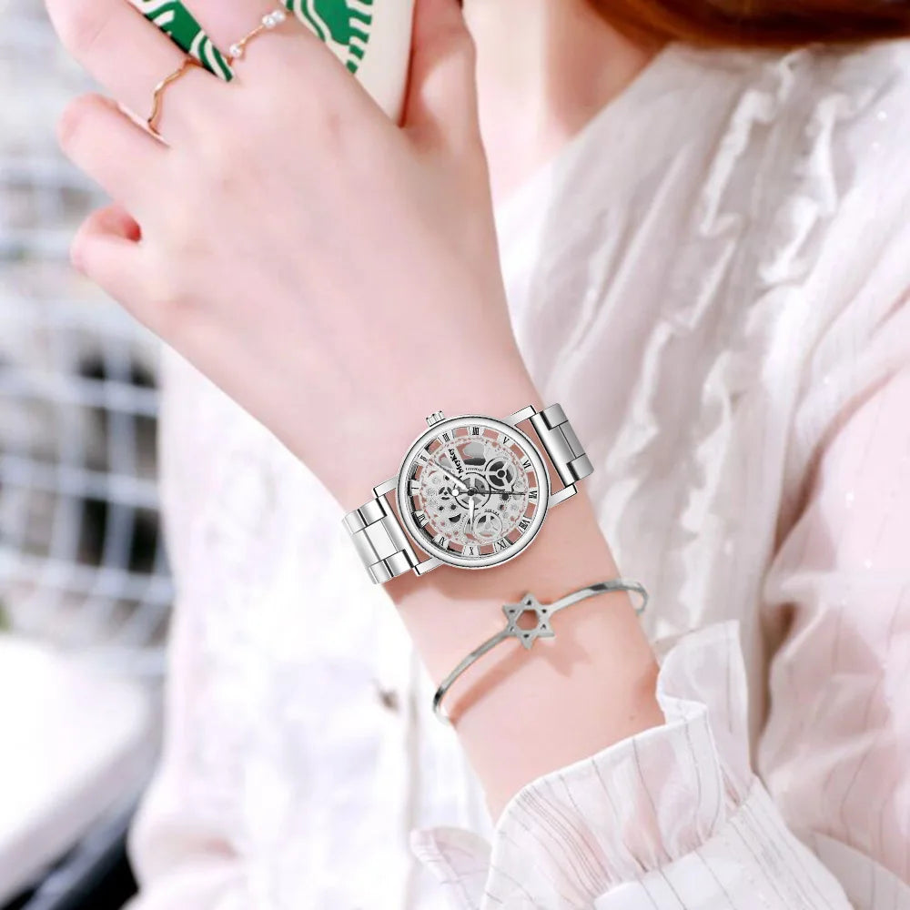 2025 New Fashion Women Gold Luxury Casual Quartz Watch Metal Mesh Stainless Steel Watches Relogio Feminino Ladies Wrist Watches