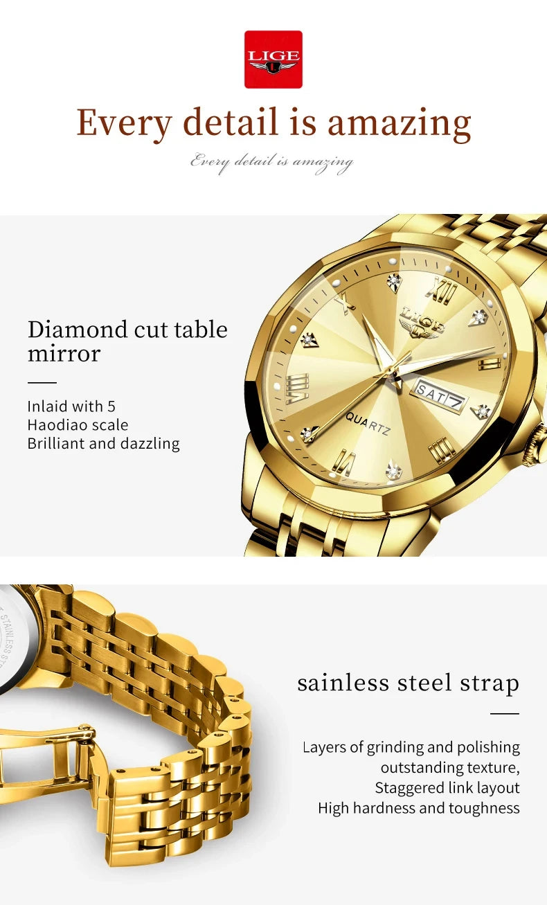LIGE Top Brand New Fashion Women Watches Ladies Luxury Creative Steel Women Bracelet Watches Female Quartz Waterproof Watch Gift