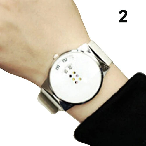 New Fashion Sport White Watches Men Ceative Dial Moveable Digital Watch Leather Band Quartz Wristwatches Men Relogio Masculino