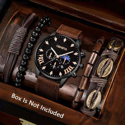 4Pcs High‑End Men's Wristwatch For Daily Wear, Perfect Gift For Birthdays,Christmas, Thanksgiving & Halloween (Box Not Included)