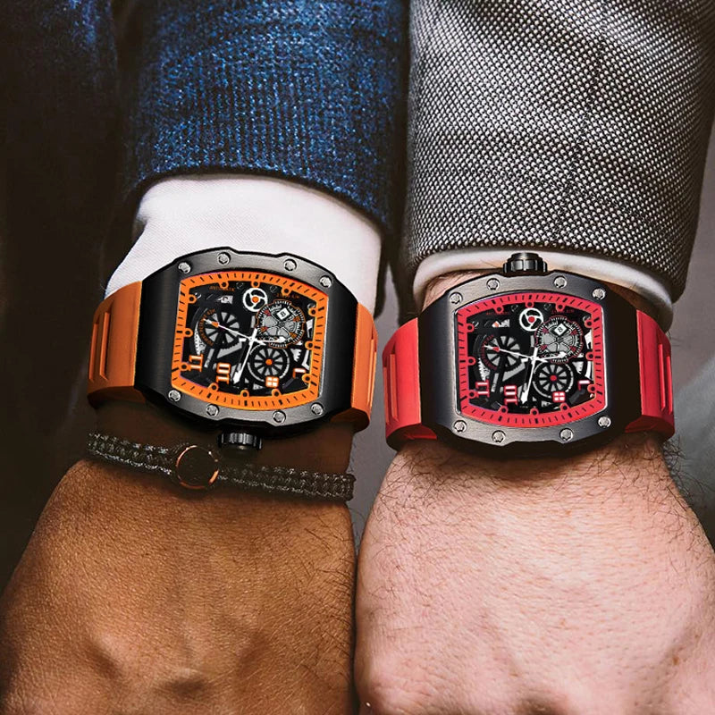Men's Watch Sports Brand Fashion Trend Fully Automatic Quartz Wristwatch Hollow Waterproof Black Warrior Male Clock Watches