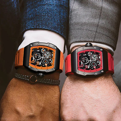 Men's Watch Sports Brand Fashion Trend Fully Automatic Quartz Wristwatch Hollow Waterproof Black Warrior Male Clock Watches
