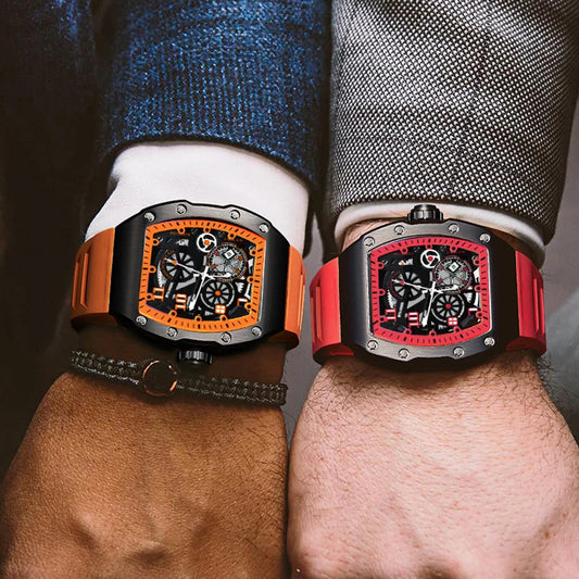 Men's Watch Sports Brand Fashion Trend Fully Automatic Quartz Wristwatch Hollow Waterproof Black Warrior Male Clock Watches