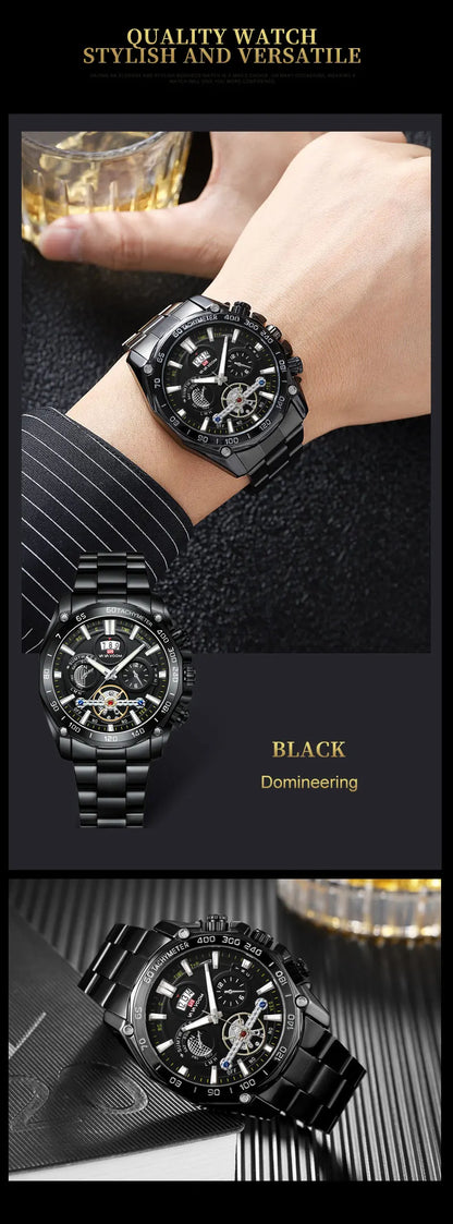 Relogio Masculino Top Brand Mens Luxury Business Watch Big Dial Stainless Steel Luminous Hands Clock Chic Waterproof Wristwatch
