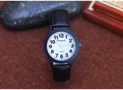 2026 new simple fashion leather strap watches for woman man children boys young students 12hours quartz waterproof watches clock