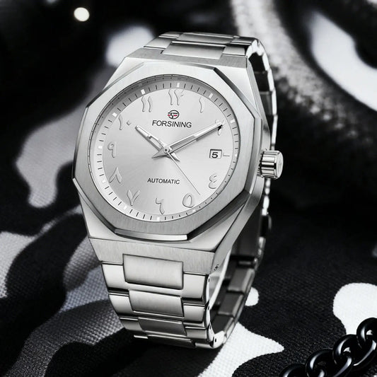 2026 NEW FORSINING Business Mens Watch Arabic Numeral Date Automatic Movement Mechanical Stainless Steel Waterproof Wristwatches