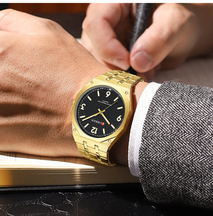 2026 Male Fashion Men Quartz Watch Stainless Steel Band Luminous Business Casual Wristwatch Octagonal Bezel Mineral Glass Dial