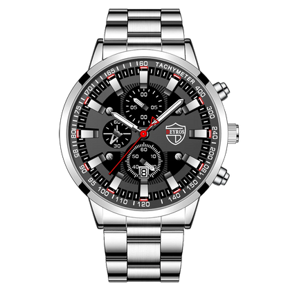 2023 Mens Watches Fashion Luxury Men Black Stainless Steel Quartz Wristwatch Man Business Casual Leather Watch relogio masculino