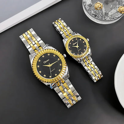 Couple's Quartz Wristwatch Men Women High End Fashion Alloy Watch Elegant Ladies Watch Decor Daily Wear Male Business Wristwatch