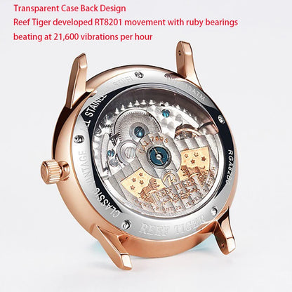 Waterproof Mechanical Watch for Men with Date and Power Reserve Display Stainless Steel Case sapphire Crystal 42mm Large Dial