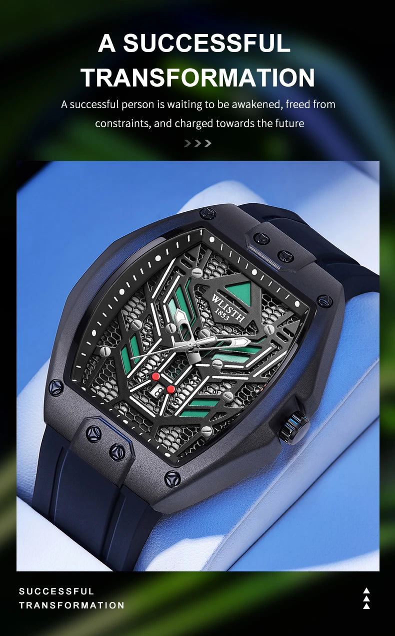 2025 Fashion Luxury Wine Barrel Shaped Watches for Man Quartz Wristwatch for Male Watch Luminous Waterproof Trendy Clock reloj