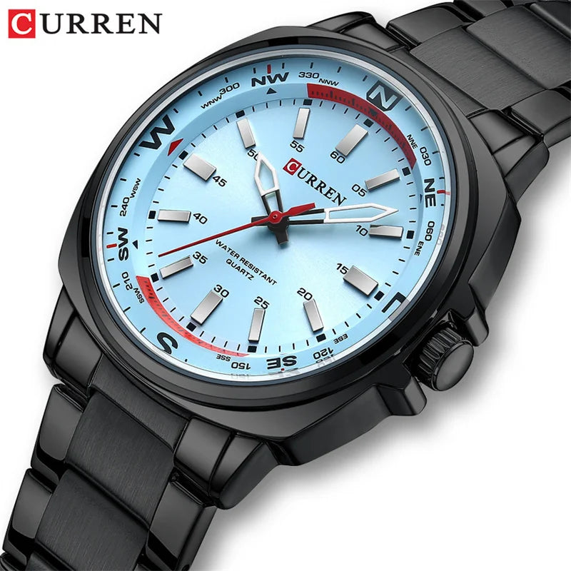 CURREN 8455 Men's Fashion Quartz Watch Business Stainless Steel Strap Night Light Waterproof Luxury Men's Watch Reloj Hombre