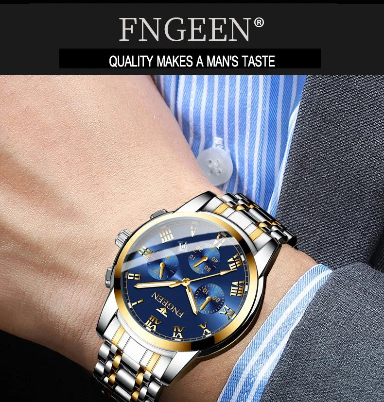 BINBOND Fashion 2pcs/Set Couple Watches Casual Men Ladies for Quartz Watch Lover Waterproof Stainless Steel Valentine Gift Watch