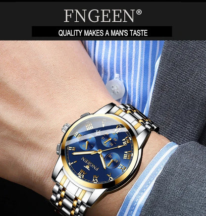 BINBOND Fashion 2pcs/Set Couple Watches Casual Men Ladies for Quartz Watch Lover Waterproof Stainless Steel Valentine Gift Watch