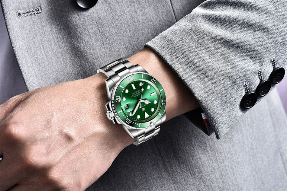 LIGE Top Brand Vintage Mechanical Watches Men Fashion Business Luxury Mens Watch Waterproof Luminous Automatic Wristwatch Reloj