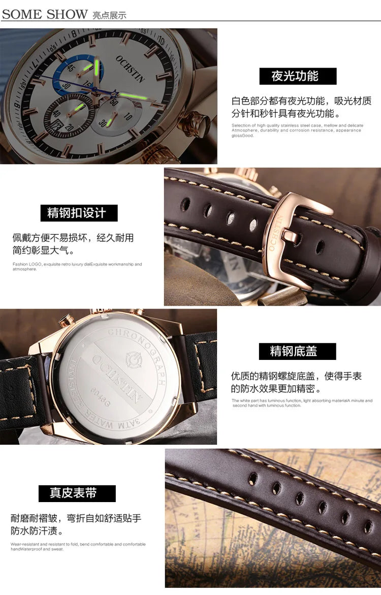 Swiss brand new multi-functional business men's watch waterproof luminous quartz watch live broadcast hot sale**