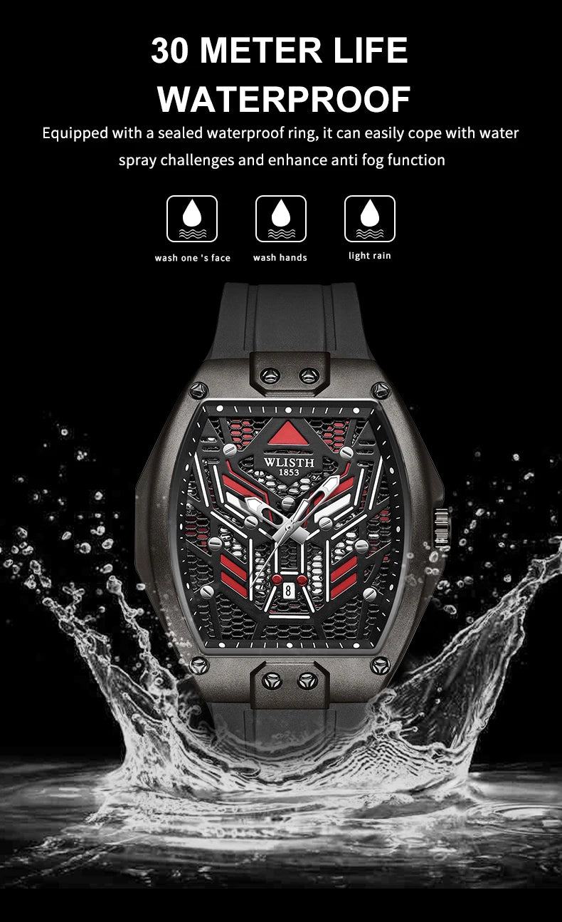 2025 Fashion Luxury Wine Barrel Shaped Watches for Man Quartz Wristwatch for Male Watch Luminous Waterproof Trendy Clock reloj