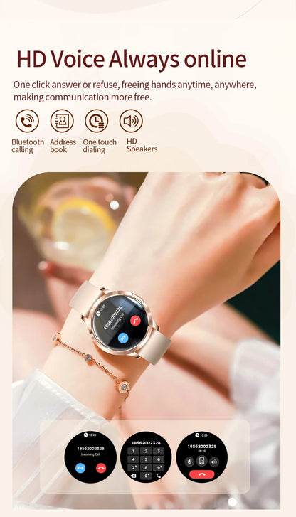 2026New Ladies' Smart Watch AMOLED Display Custom Dial Sport Fitness Health Tracke Waterproof Bracelet Music Digital Clock Women