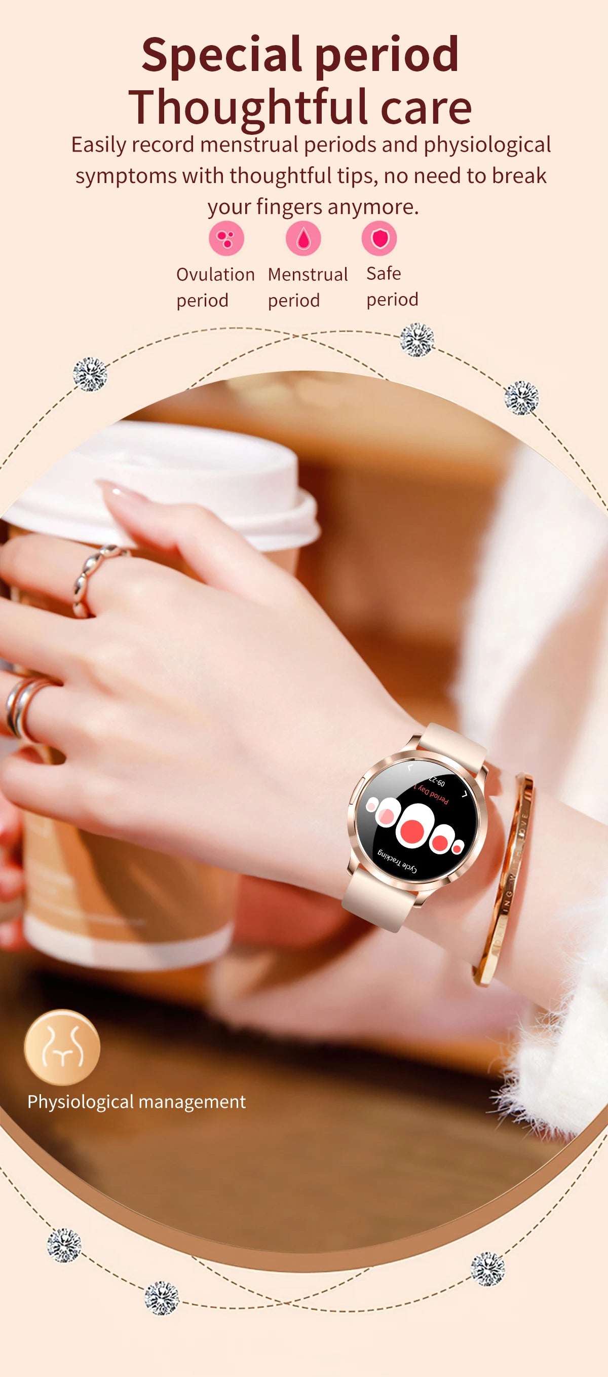 2026New Ladies' Smart Watch AMOLED Display Custom Dial Sport Fitness Health Tracke Waterproof Bracelet Music Digital Clock Women