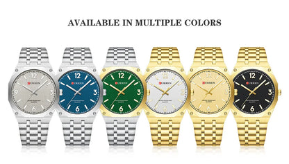 2026 Male Fashion Men Quartz Watch Stainless Steel Band Luminous Business Casual Wristwatch Octagonal Bezel Mineral Glass Dial